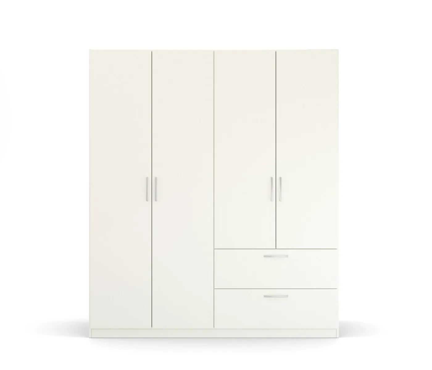 Kleiderschrank Drehtürenschrank Quadra-Spin | 4-türig | mit Schubkästen | alpinweiß | 181x210 | Griff Pure