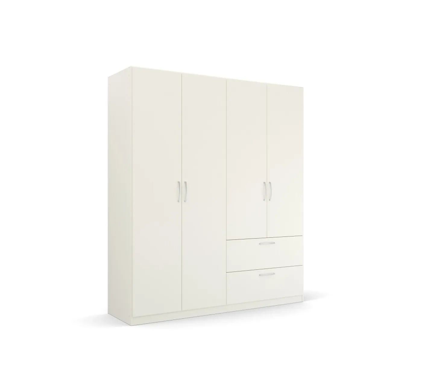 Kleiderschrank Drehtürenschrank Quadra-Spin | 4-türig | mit Schubkästen | alpinweiß | 181x210 | Griff Pure