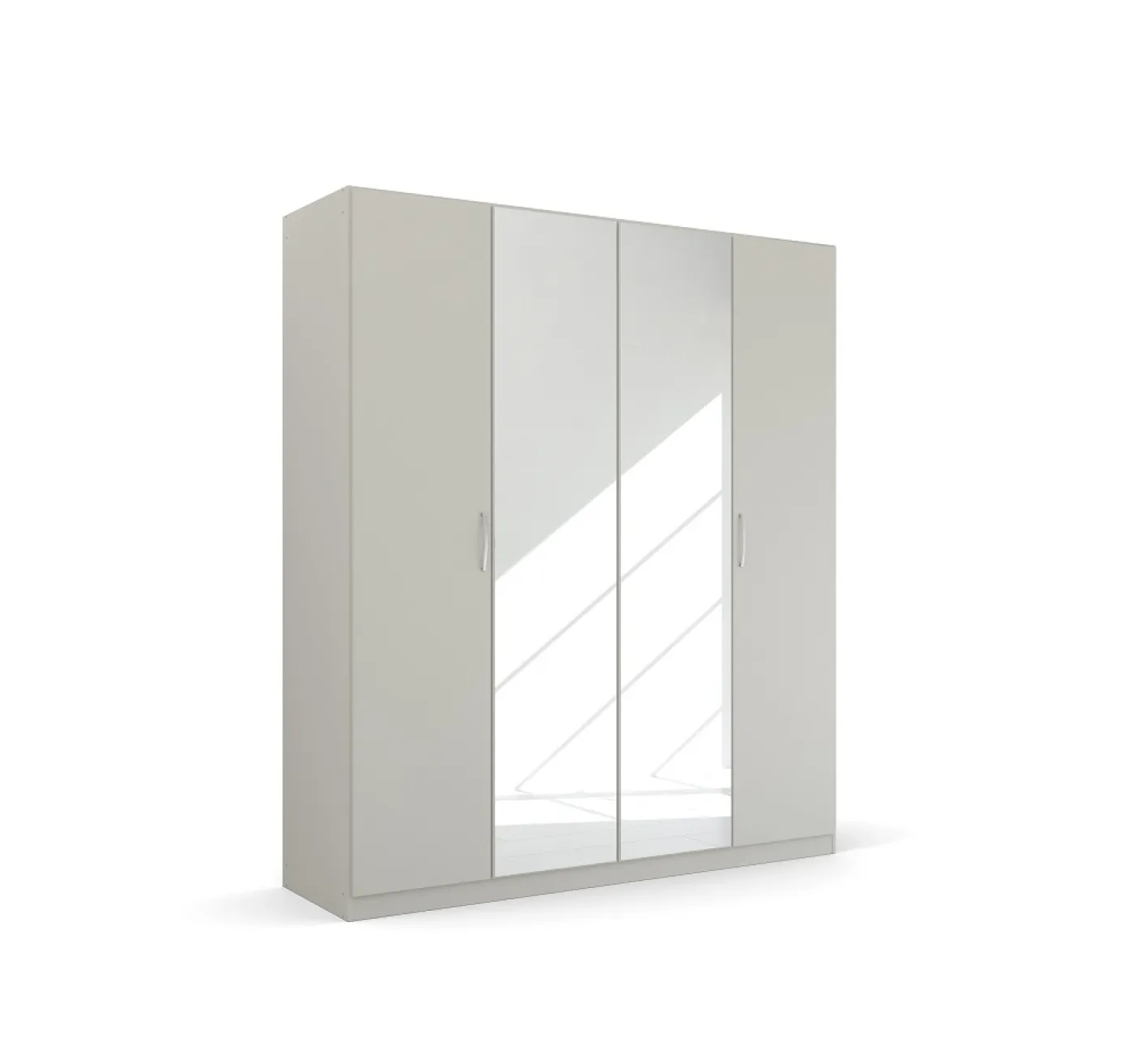 Kleiderschrank Drehtürenschrank Quadra-Spin | 4-türig | mit Spiegeltüren | seidengrau | 181x210 | Griff Pure