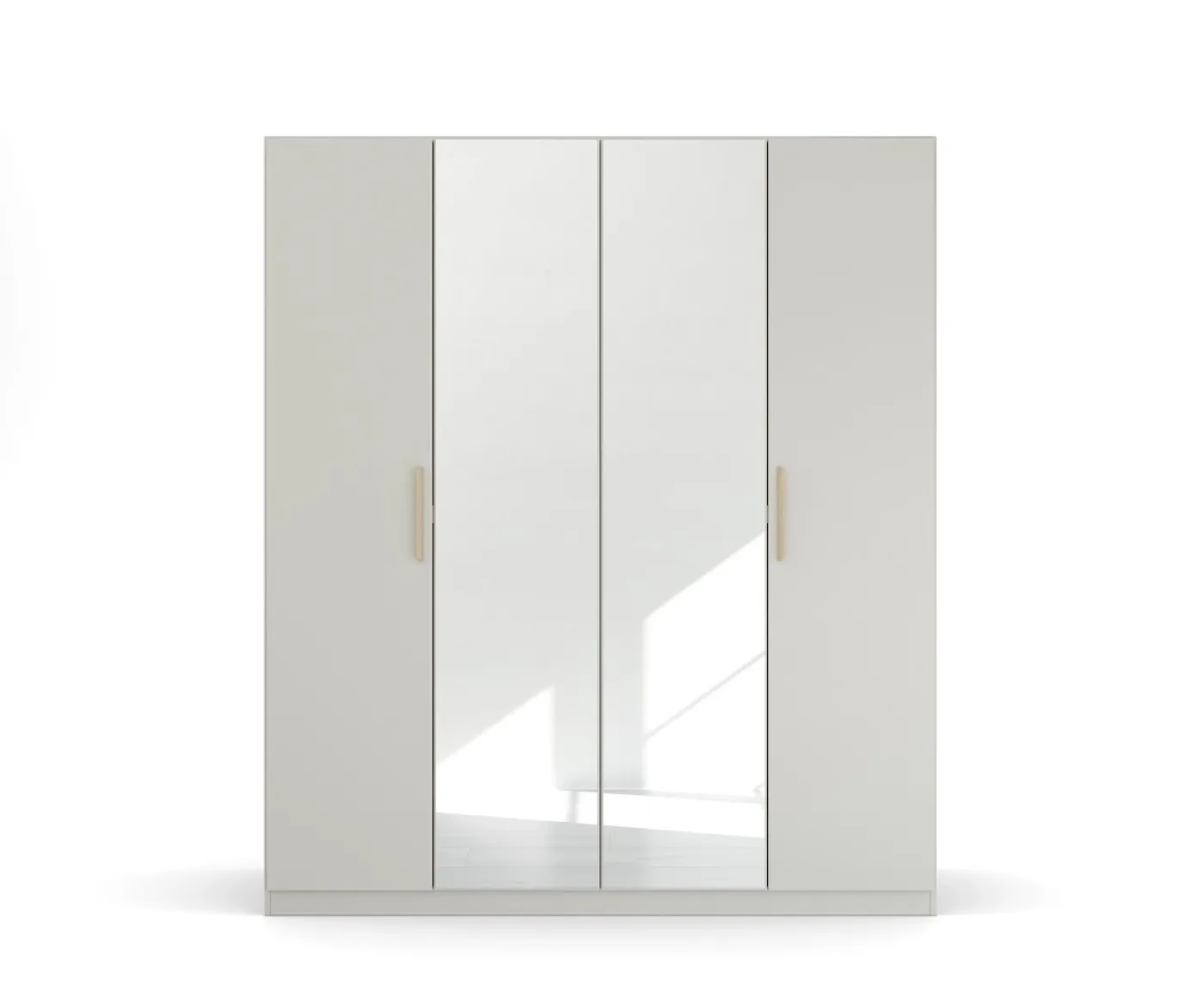Kleiderschrank Drehtürenschrank Quadra-Spin | 4-türig | mit Spiegeltüren | seidengrau | 181x210 | Griff Skandi