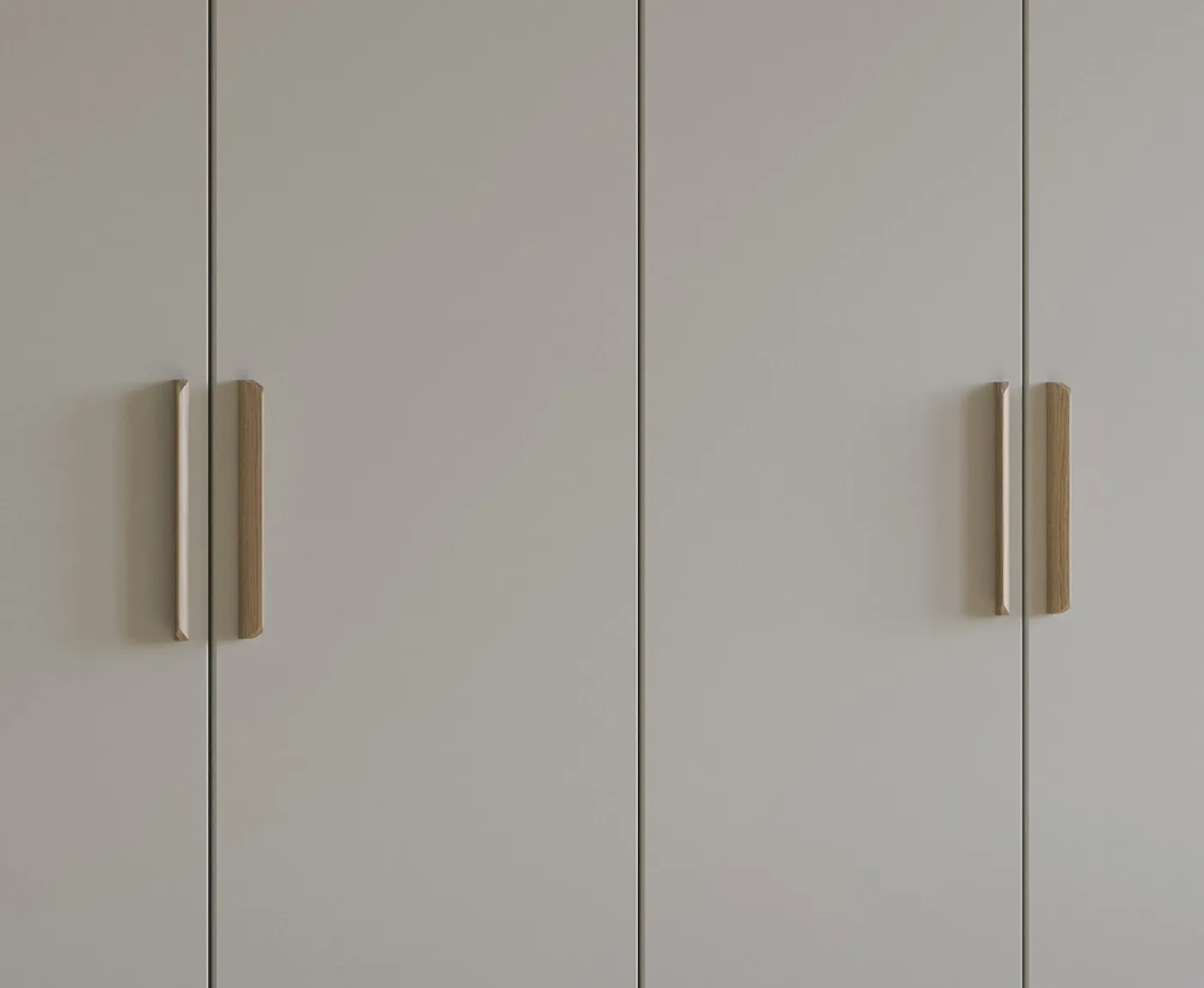 Kleiderschrank Drehtürenschrank Quadra-Spin | 5-türig | seidengrau | 226x210 | Griff Skandi