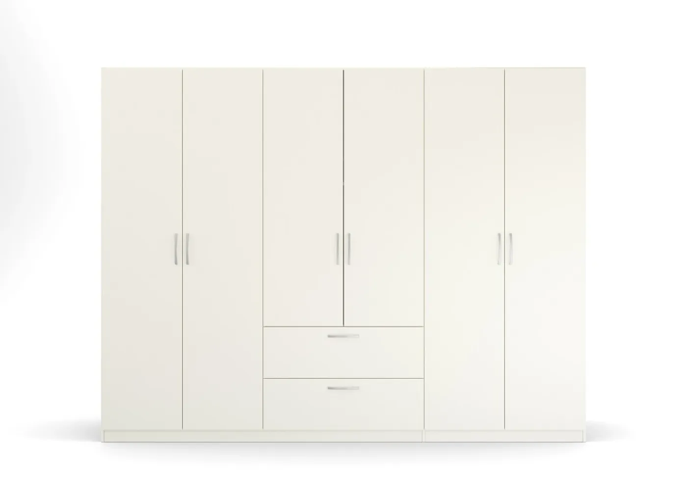 Kleiderschrank Drehtürenschrank Quadra-Spin | 6-türig | mit Schubkästen | alpinweiß | 271x210 | Griff Pure