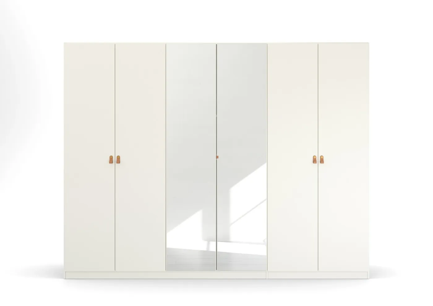 Kleiderschrank Drehtürenschrank Quadra-Spin | 6-türig | mit Spiegeltüren | alpinweiß | 271x210 | Griff Homey