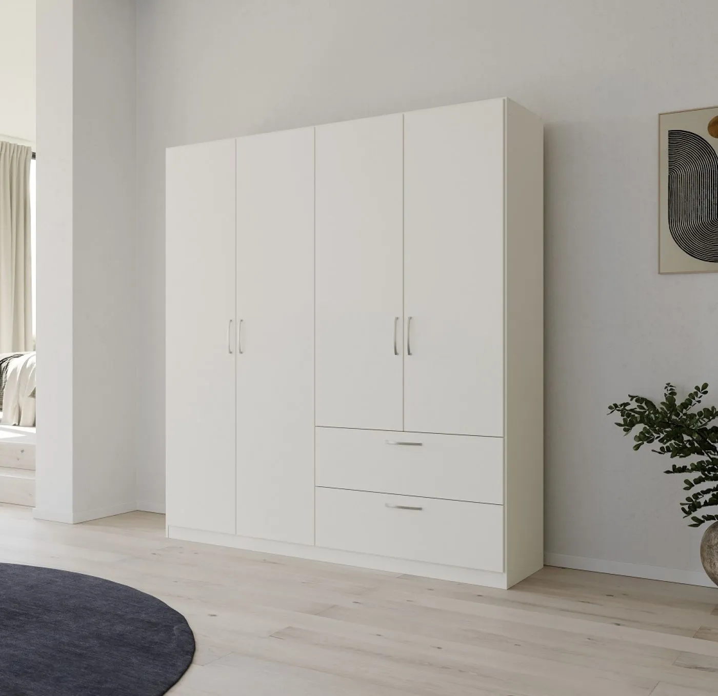 Kleiderschrank Drehtürenschrank Quadra-Spin | mit Schubkästen | alpinweiß | verschiedene Größen