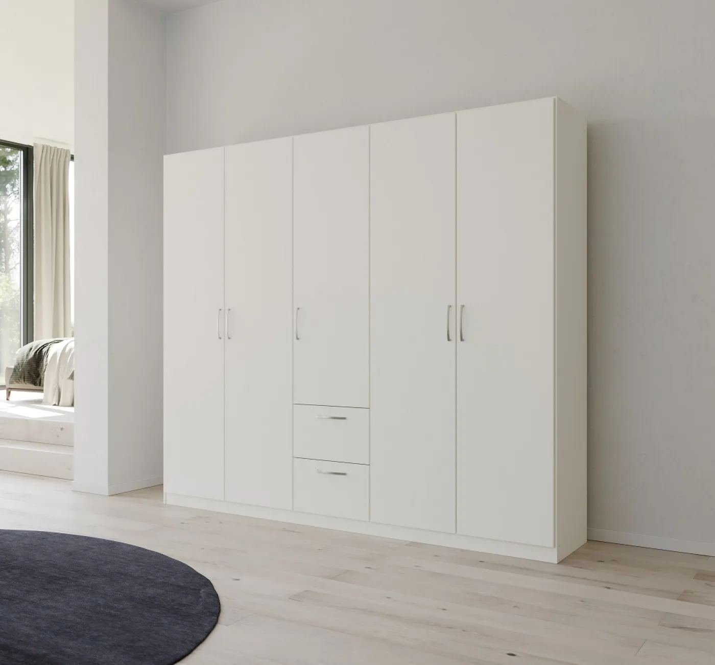 Kleiderschrank Drehtürenschrank Quadra-Spin | mit Schubkästen | alpinweiß | verschiedene Größen