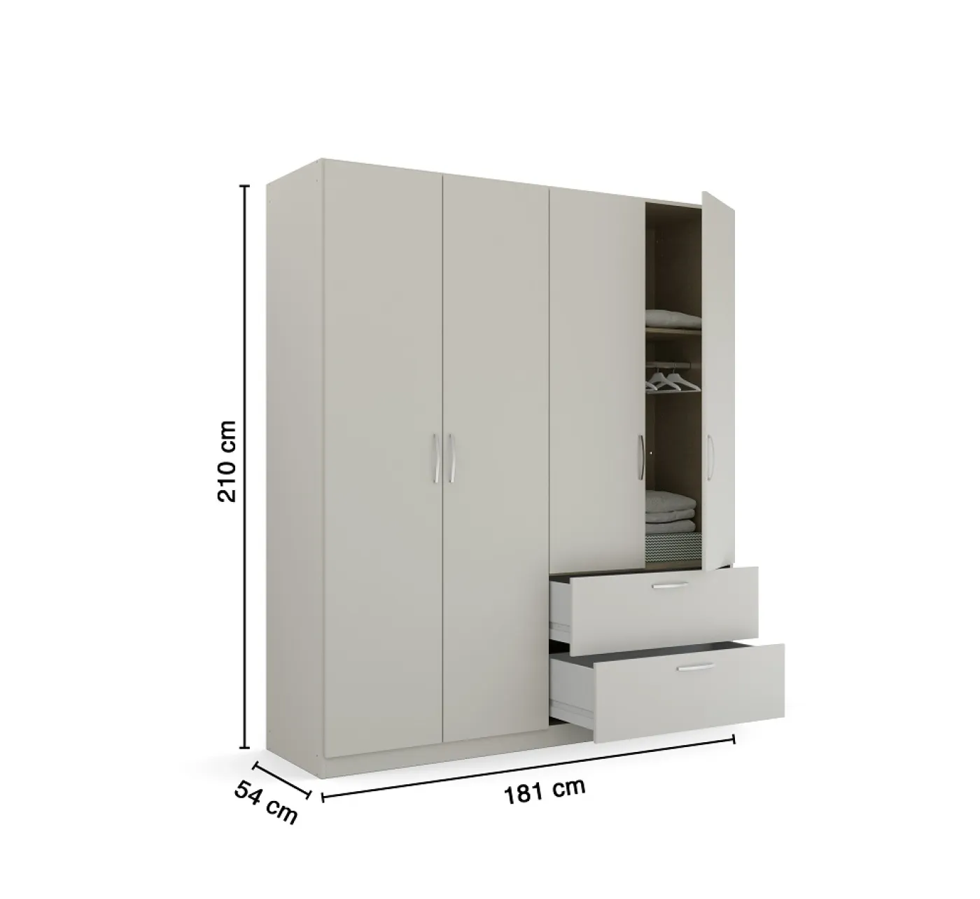 Kleiderschrank Drehtürenschrank Quadra-Spin | mit Schubkästen | seidengrau | verschiedene Größen