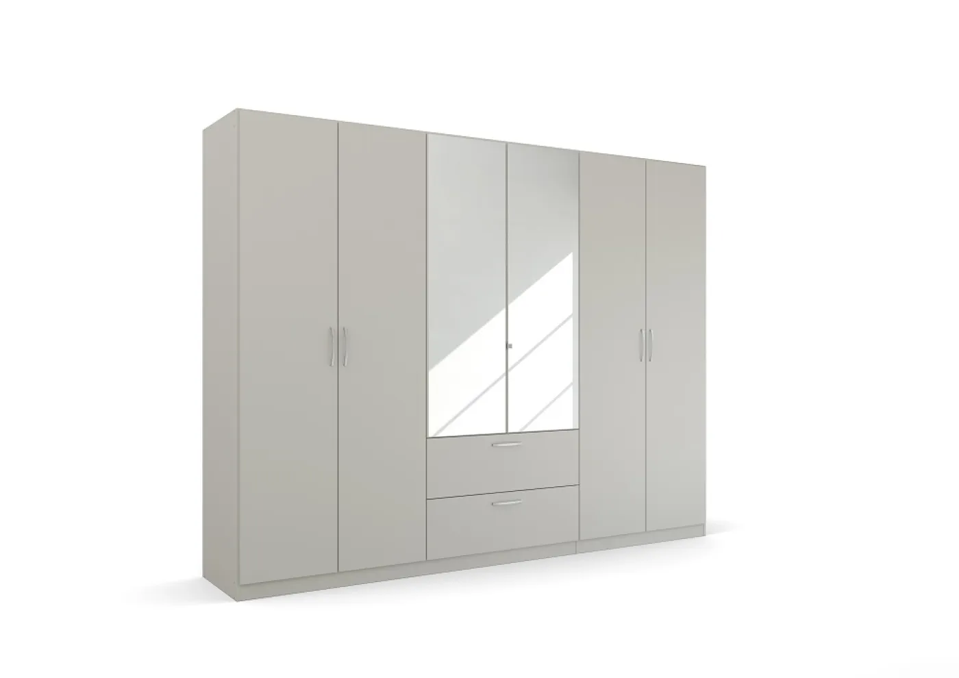 Kleiderschrank Drehtürenschrank Quadra-Spin | mit Spiegel & Schubkästen | seidengrau | verschiedene Größen