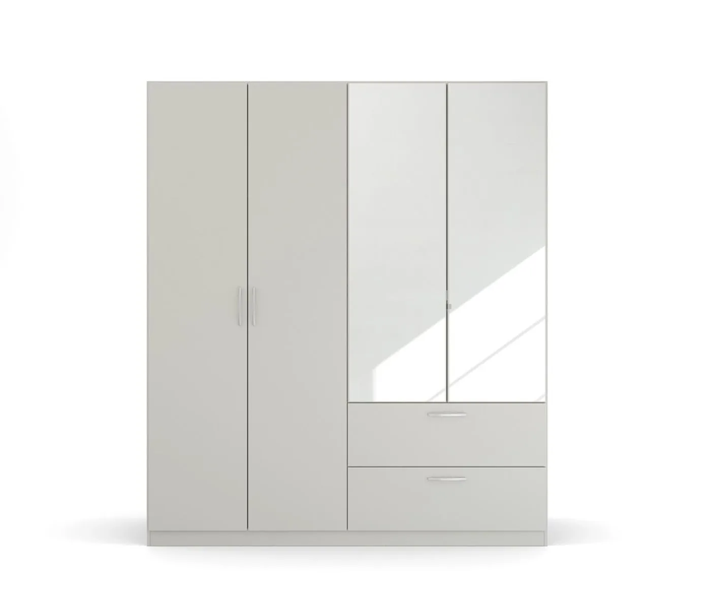 Kleiderschrank Drehtürenschrank Quadra-Spin | mit Spiegel & Schubkästen | seidengrau | verschiedene Größen