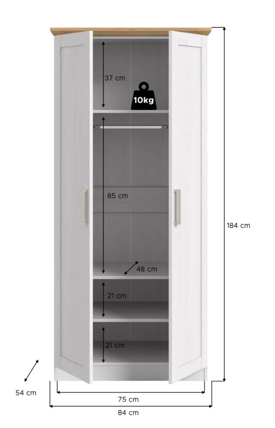 Kleiderschrank Florenz | mit 2 Türen | Sibiu Lärche / Artisan Eiche