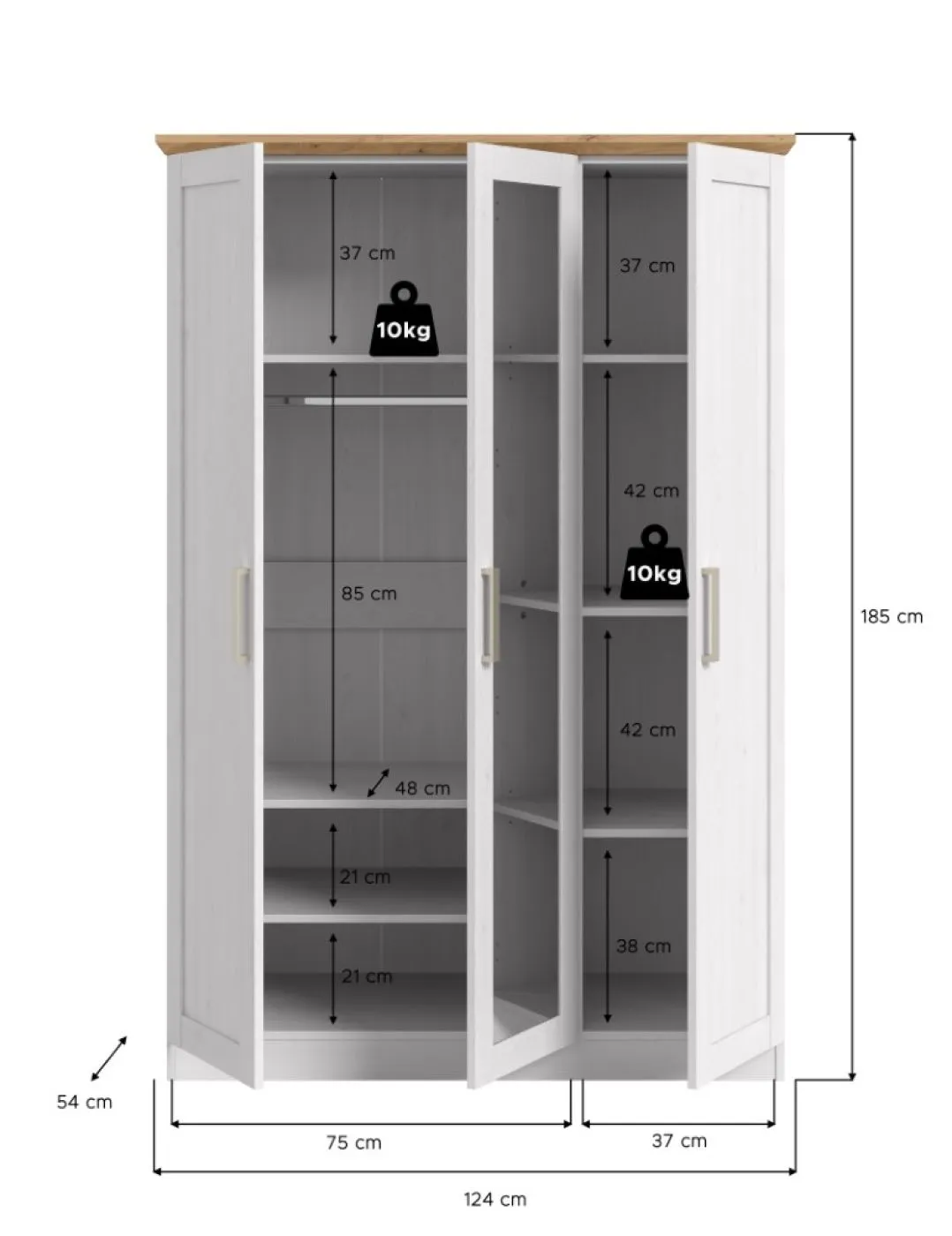 Kleiderschrank Florenz | mit 3 Türen | Sibiu Lärche / Artisan Eiche