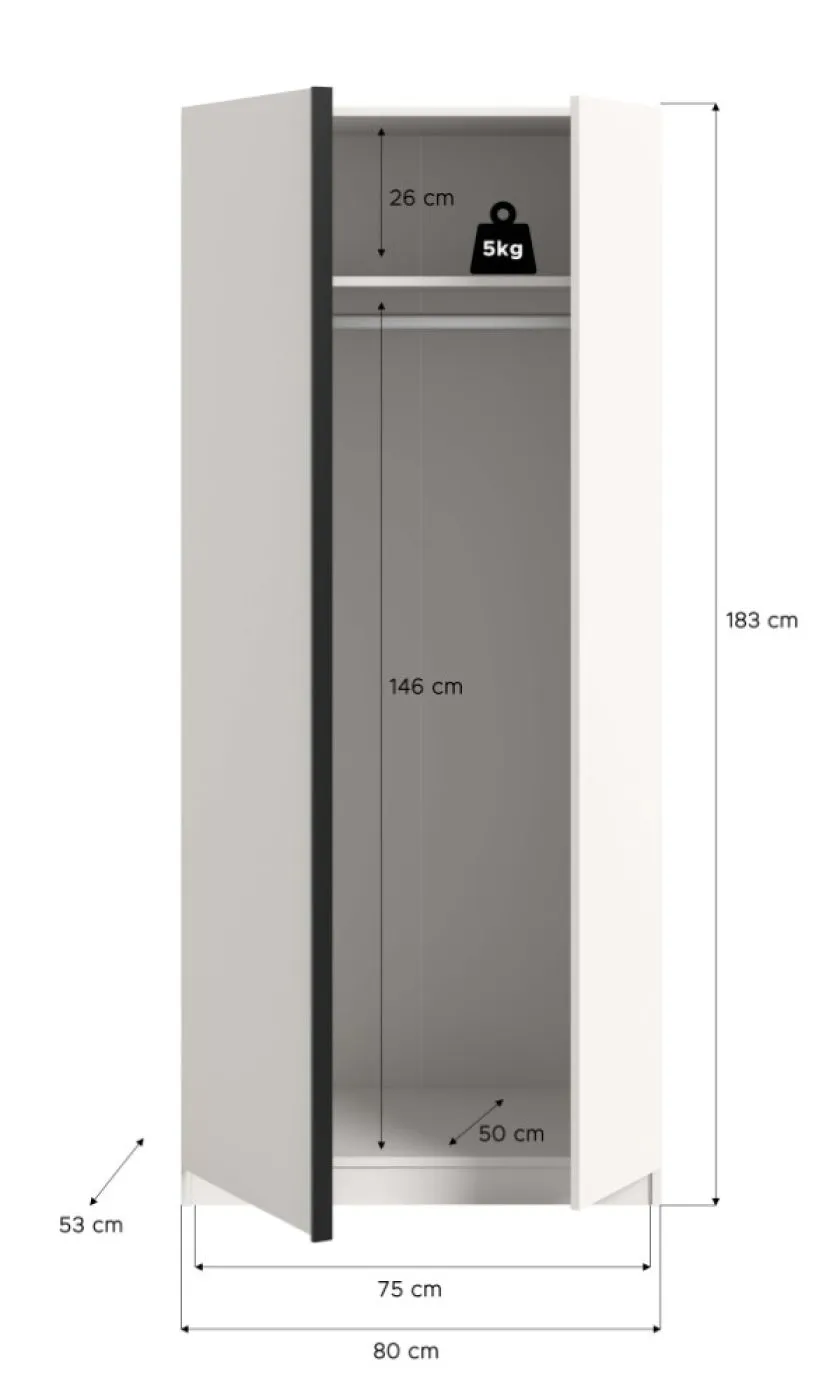 Kleiderschrank Oakland | mit 2 Türen | weiß