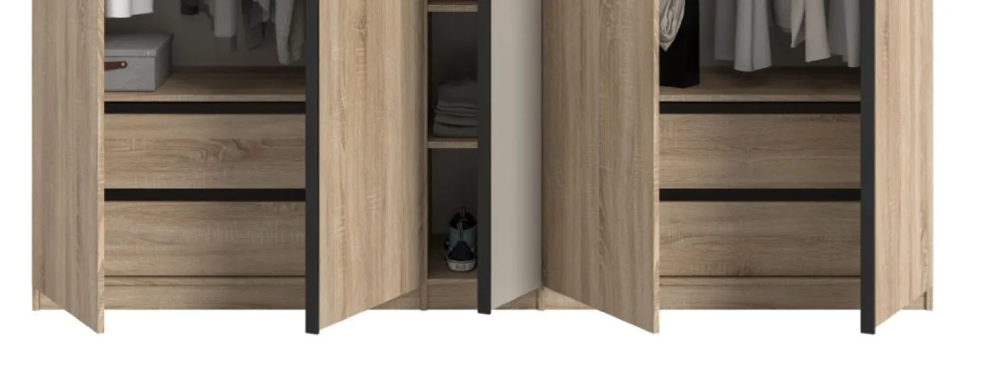 Kleiderschrank Oakland | 5 Türen | Drehtürenschrank | Sonoma Eiche