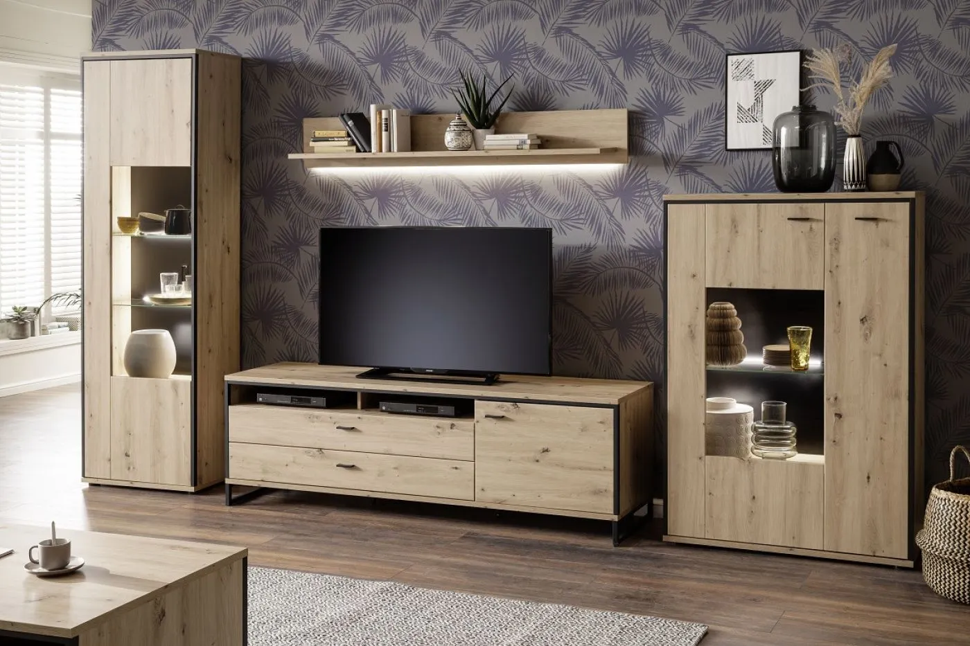 Kombi-Highboard Buenos Aires | Balkeneiche | ohne Beleuchtung