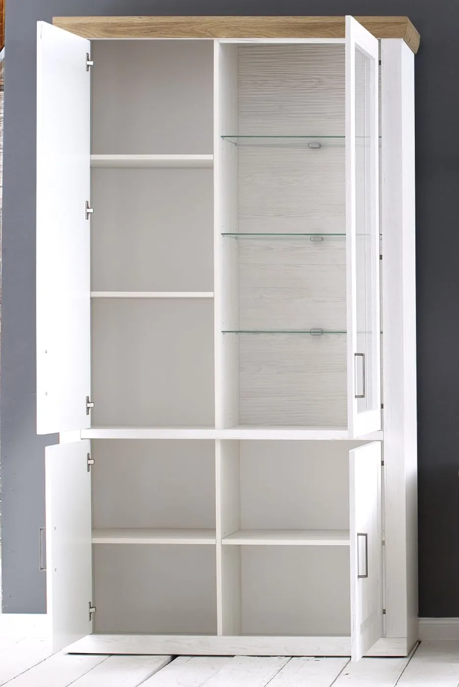 Kombi-Vitrine Brixen | Landhaus modern | Pinie Aurelio / Grandson Oak ohne Beleuchtung