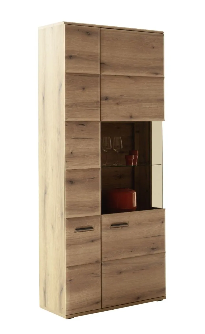Kombi-Vitrine Naxos | Eiche Evoke | mit LED Bandbeleuchtung