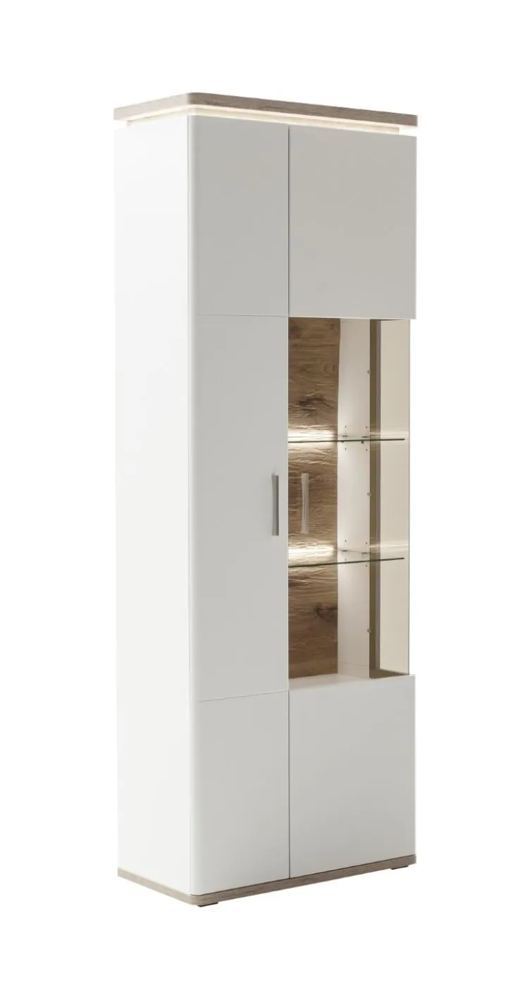 Kombi-Vitrine Palermo | Soft white / Viking Oak | mit Beleuchtung