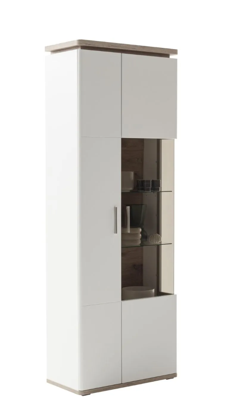 Kombi-Vitrine Palermo | Soft white / Viking Oak | mit Beleuchtung