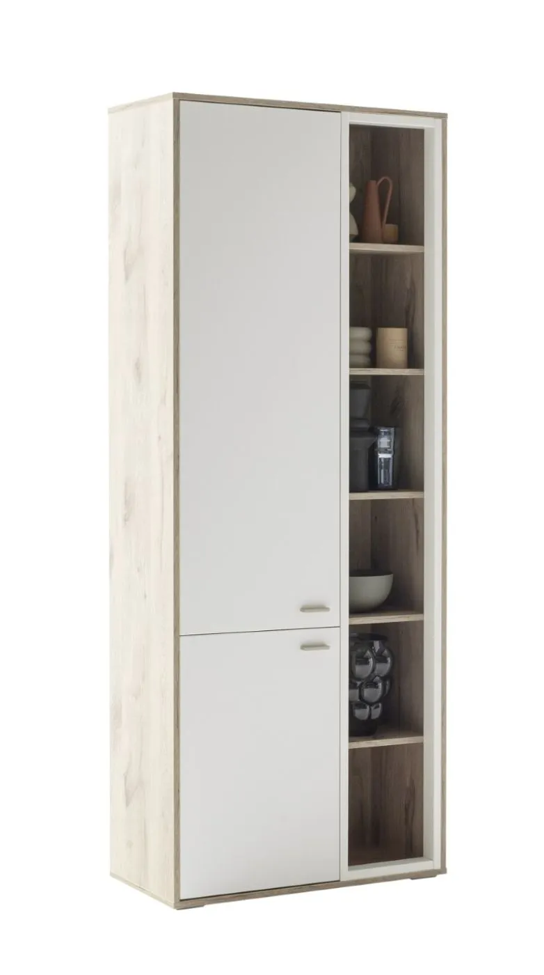 Kombi-Vitrine Santerno | Soft white / Viking Oak | ohne Beleuchtung