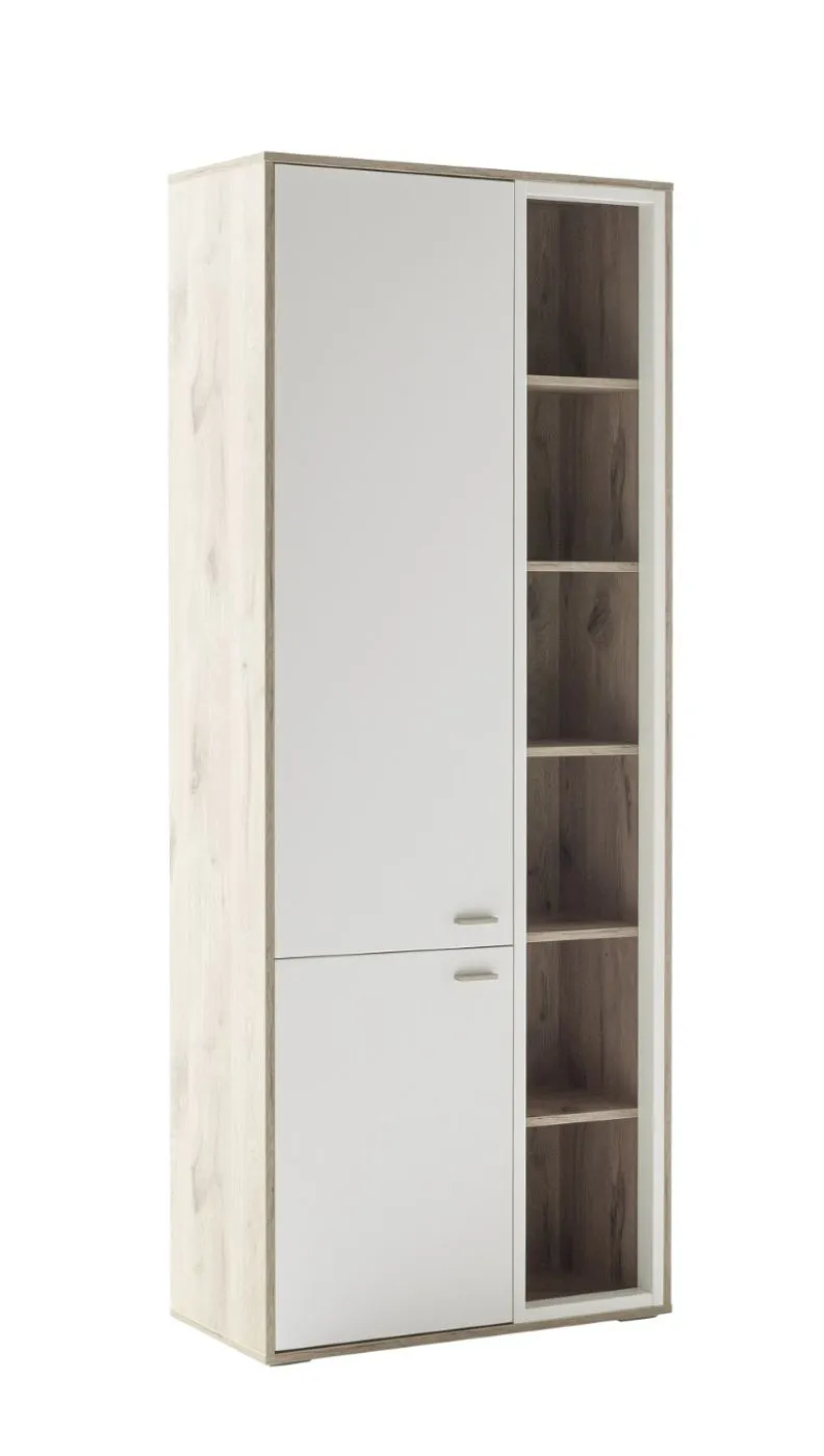 Kombi-Vitrine Santerno | Soft white / Viking Oak | ohne Beleuchtung