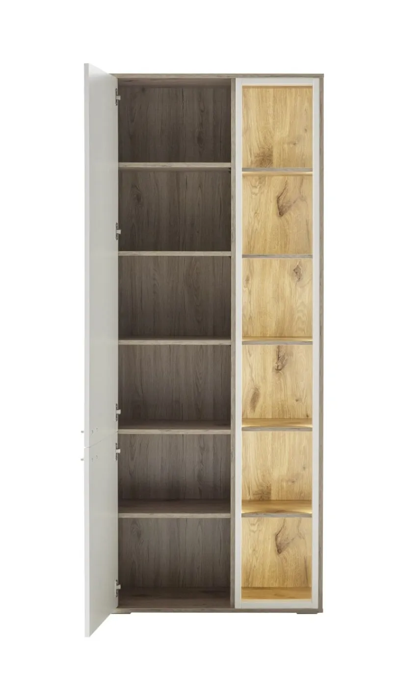 Kombi-Vitrine Santerno | Soft white / Viking Oak | ohne Beleuchtung