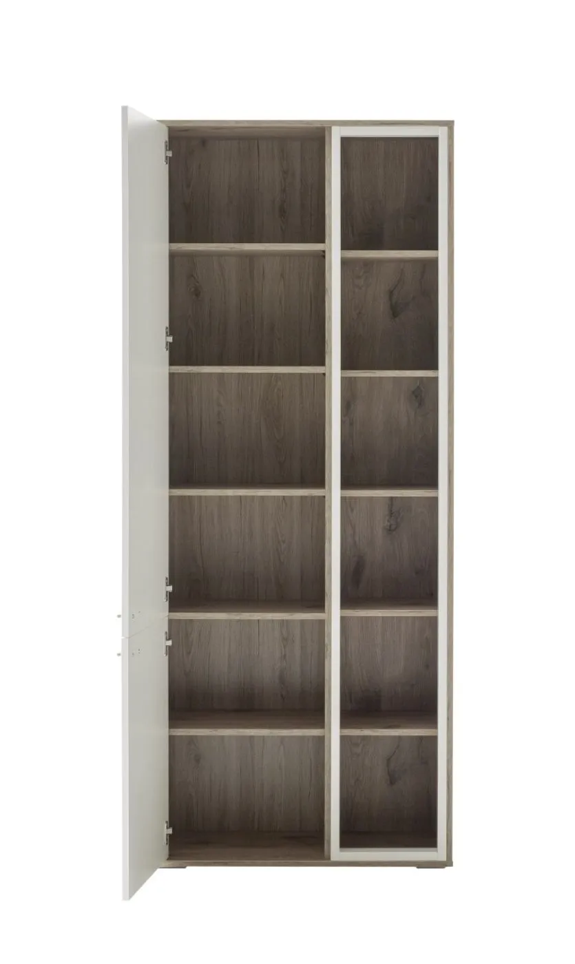 Kombi-Vitrine Santerno | Soft white / Viking Oak | ohne Beleuchtung