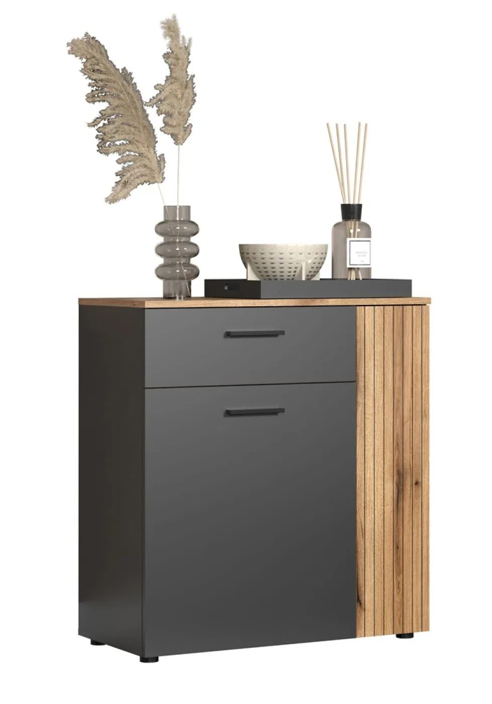 Kommode Esteban 2 | Anthrazit / Coast Evoke Oak
