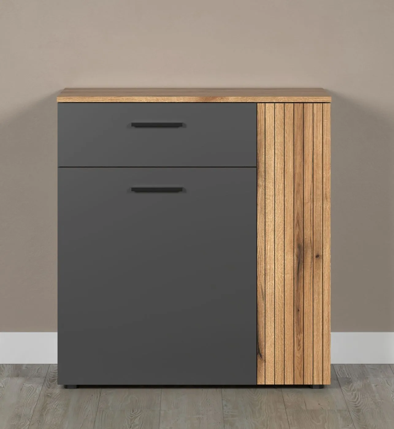 Kommode Esteban 2 | Anthrazit / Coast Evoke Oak