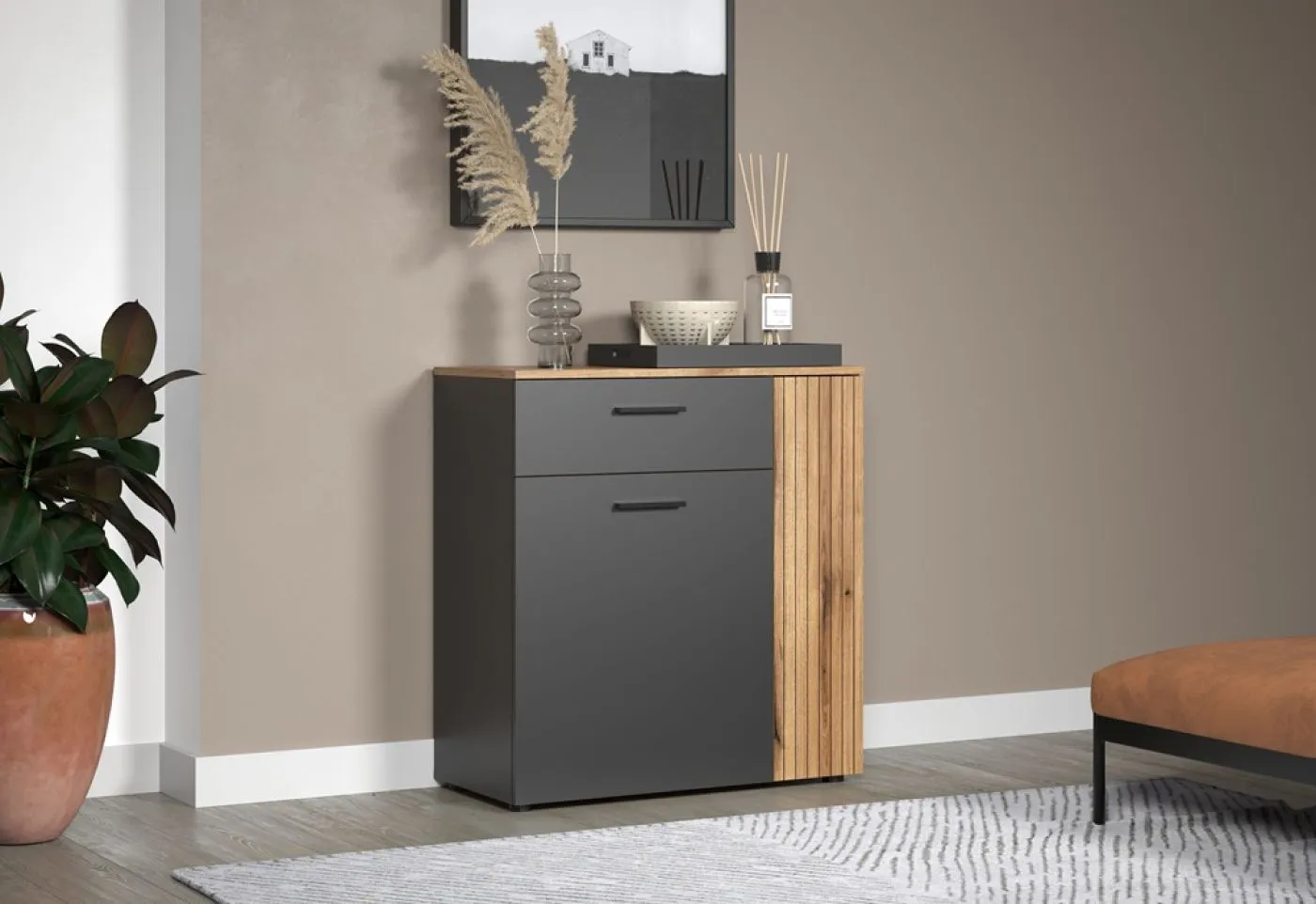 Kommode Esteban 2 | Anthrazit / Coast Evoke Oak