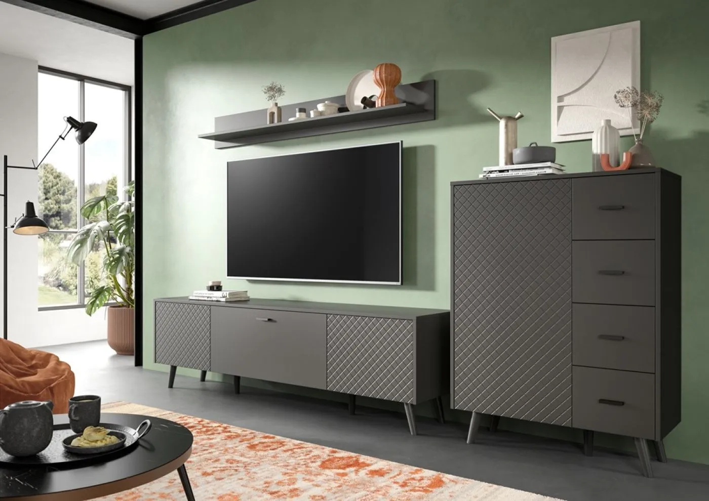 Kommode Linea | mit Schubkästen | grau