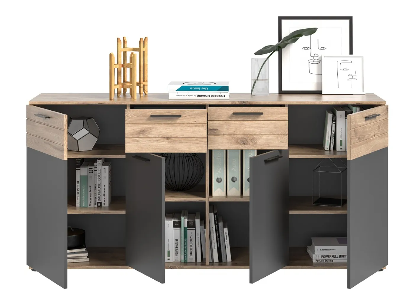 Kommode Mason 2 | Nox Oak / Basalt Grau