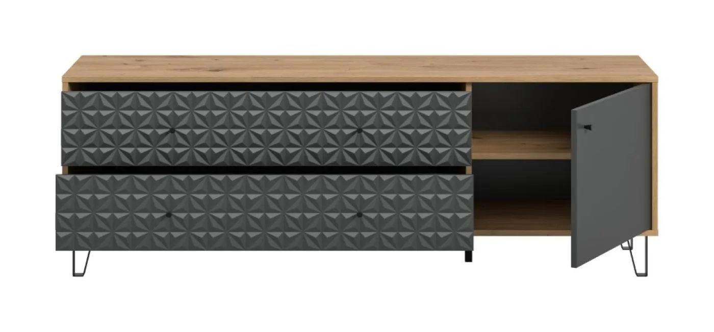 Kommode Prisma 3 | mit 2 Schubkästen | artisan Eiche / anthrazit