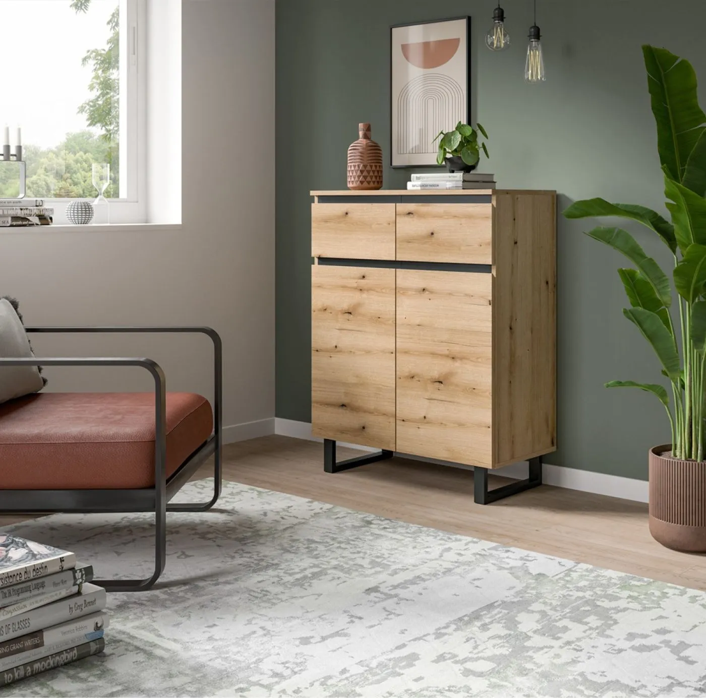 Kommode Tomasa | Evoke Oak / schwarz