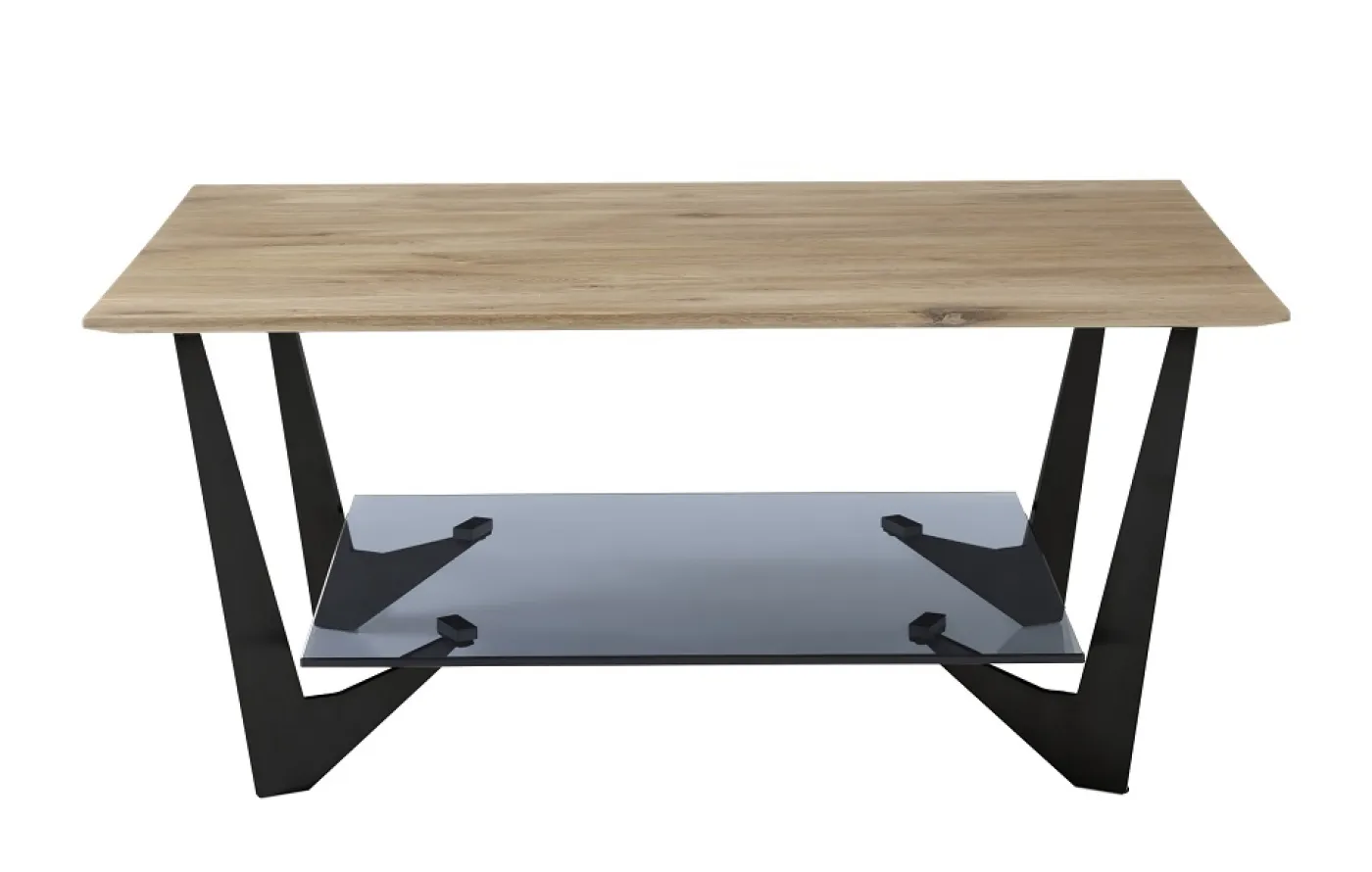 Couchtisch Leon mit Glasablageplatte | 90x60 | Eiche massiv