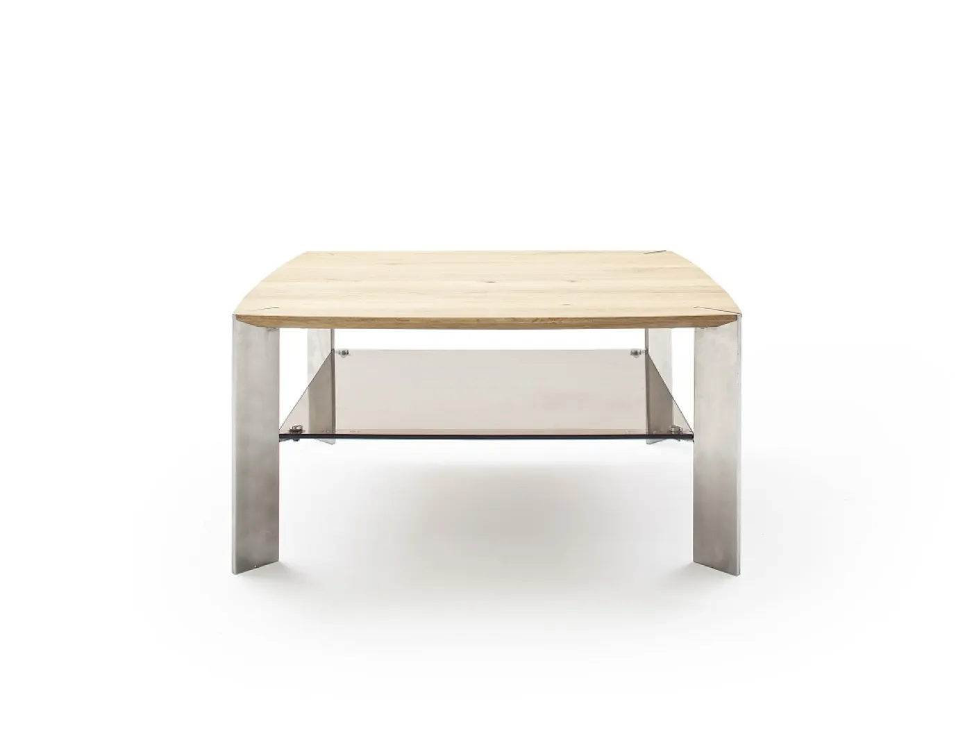 Couchtisch Nelia | Asteiche massiv | mit Glasablage | 80x80 | Eiche