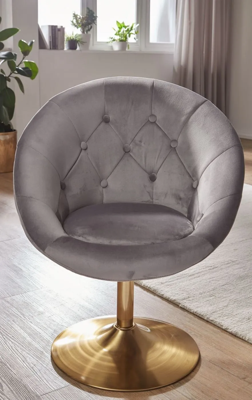 Loungesessel Nobile | samt | drehbar | grau