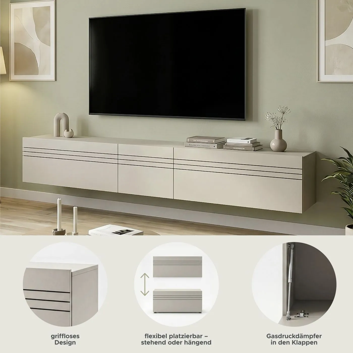 Lowboard TV-Board Beach 1 | 3-teilig | Kaschmir