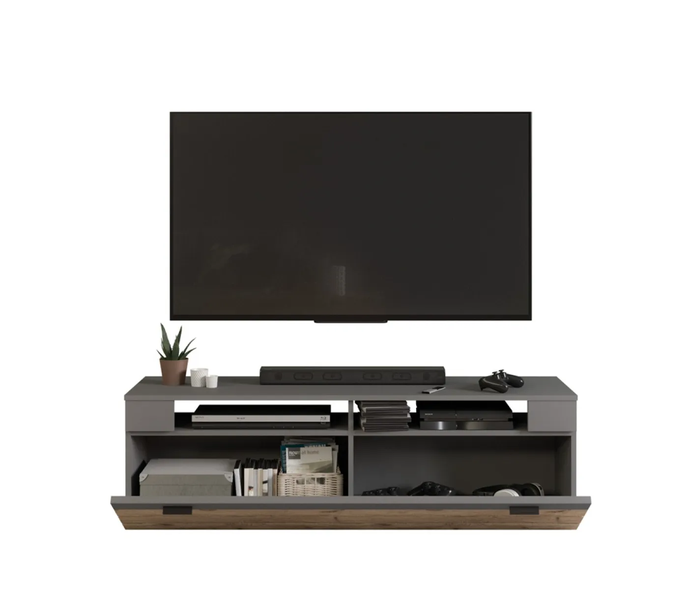 Lowboard TV-Board Freno | grau matt / Nox Oak | ohne Beleuchtung