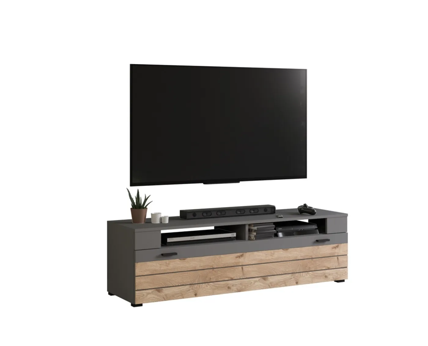 Lowboard TV-Board Freno | grau matt / Nox Oak | ohne Beleuchtung