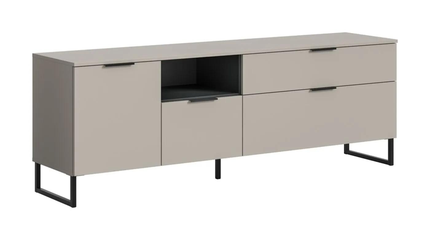 Lowboard TV-Board Noida | Kaschmir / schwarz mit 2er Set Beleuchtung