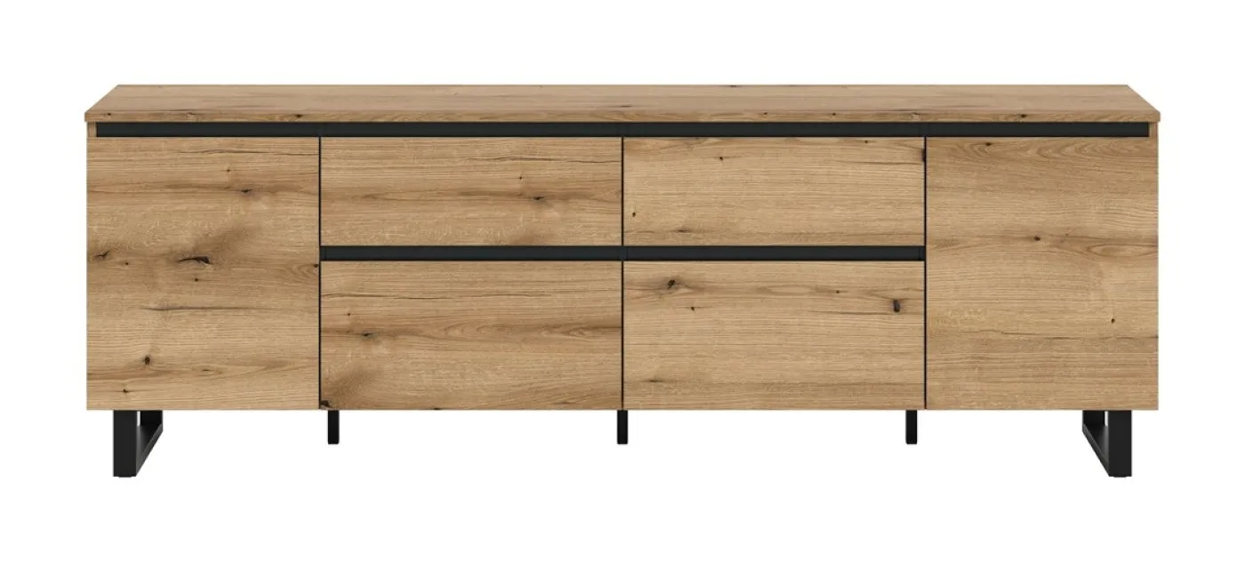 Lowboard TV-Board Tomasa | Evoke Oak / schwarz