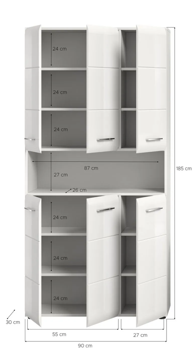 Mehrzweckschrank Ice | weiß / weiß Hochglanz