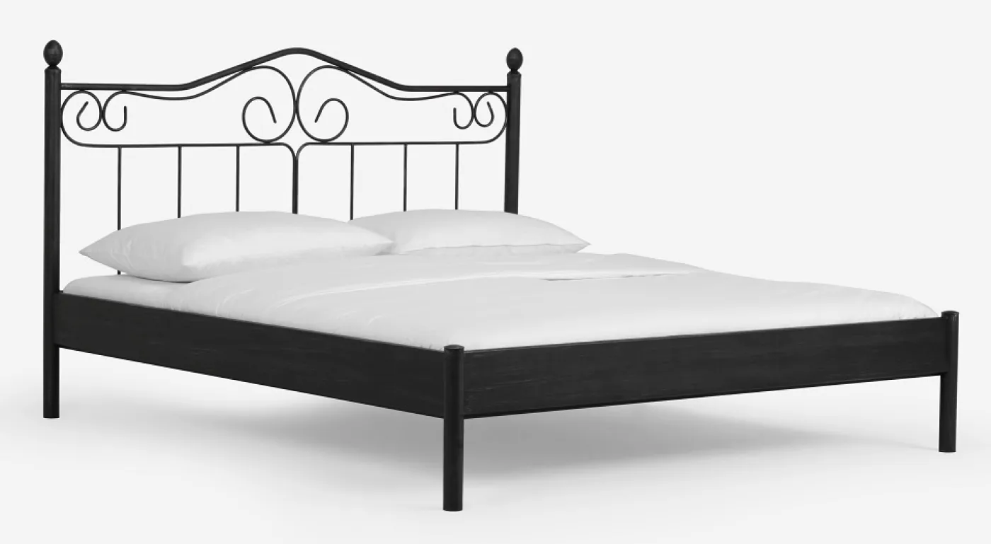 Metallbett Iris | schwarz / silber gewischt | 160x220 | ohne Fußteil