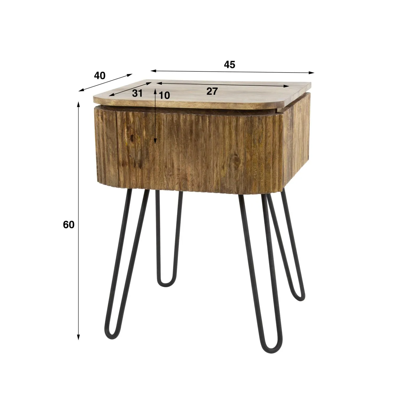Nachttisch Keke 2 | mit Schubkasten | Mangoholz | sandfarben