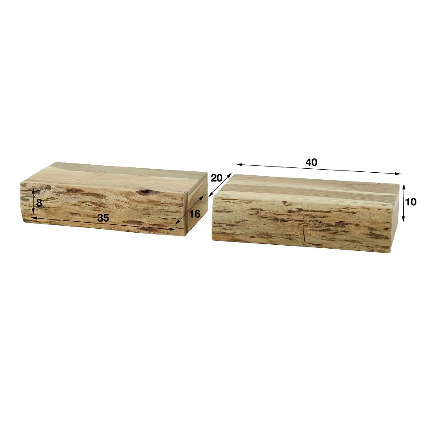 Nachttisch Nivia 2er Set | mit Schubkasten | Akazie massiv | 30/40x20 | verschiedene Größen