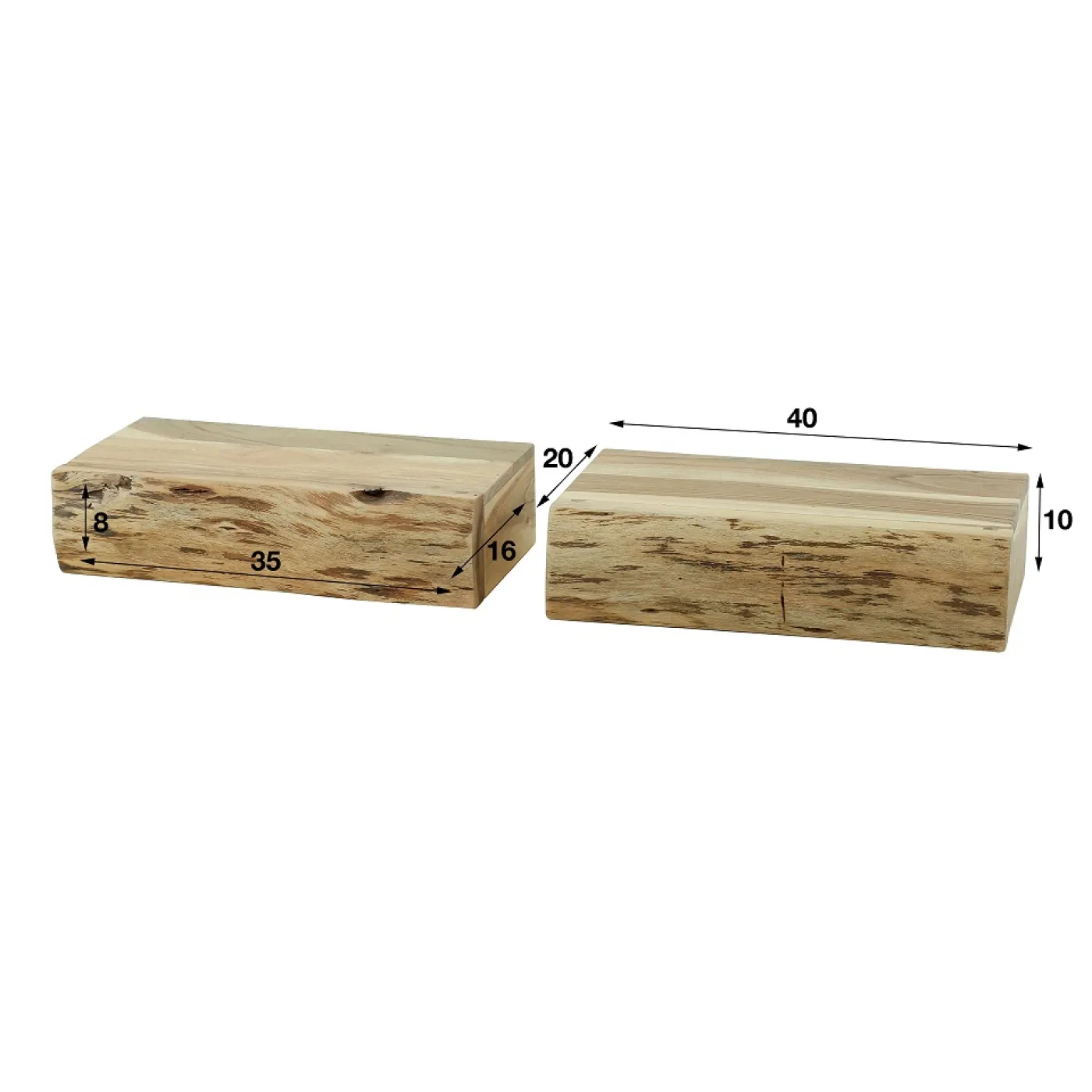 Nachttisch Nivia 2er Set | mit Schubkasten | Akazie massiv | 40x20 cm