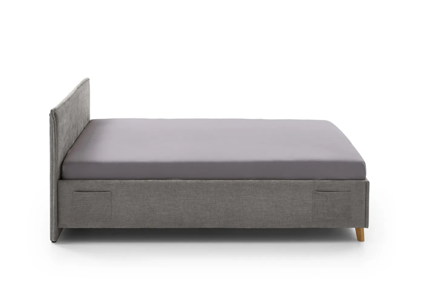 Polsterbett Fun | grau | 90 x 200 cm | ohne Rückenteil | mit Bettkasten | mit Matratze