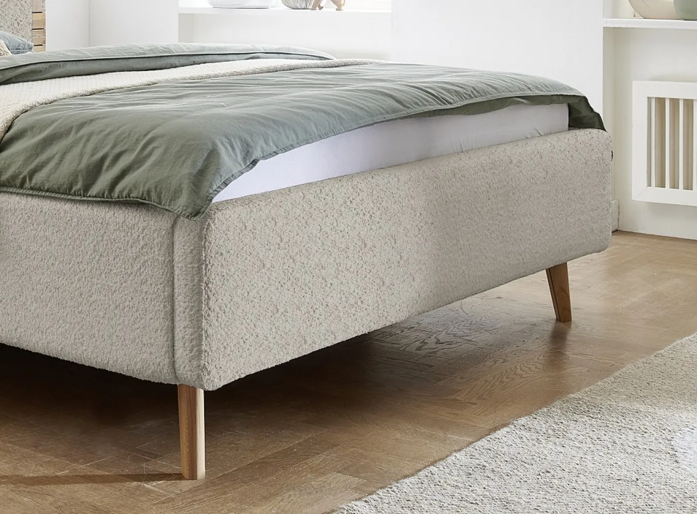 Polsterbett Mattis | beige Flausch | 180 x 200 cm | ohne Lattenrost & Bettkasten