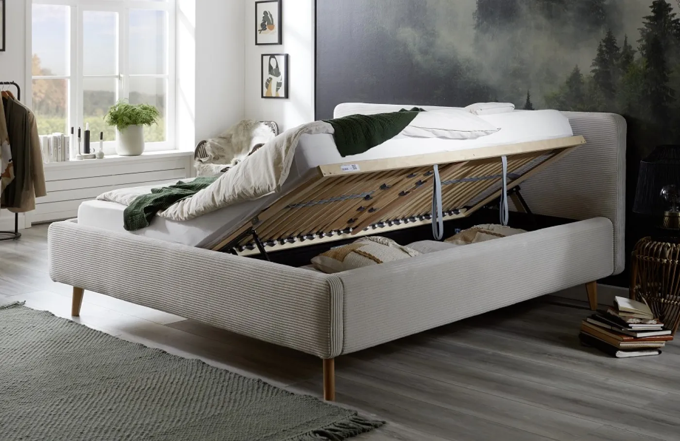 Polsterbett Mattis Cord | beige | 140/160/180 x 200 cm | verschiedene Größen
