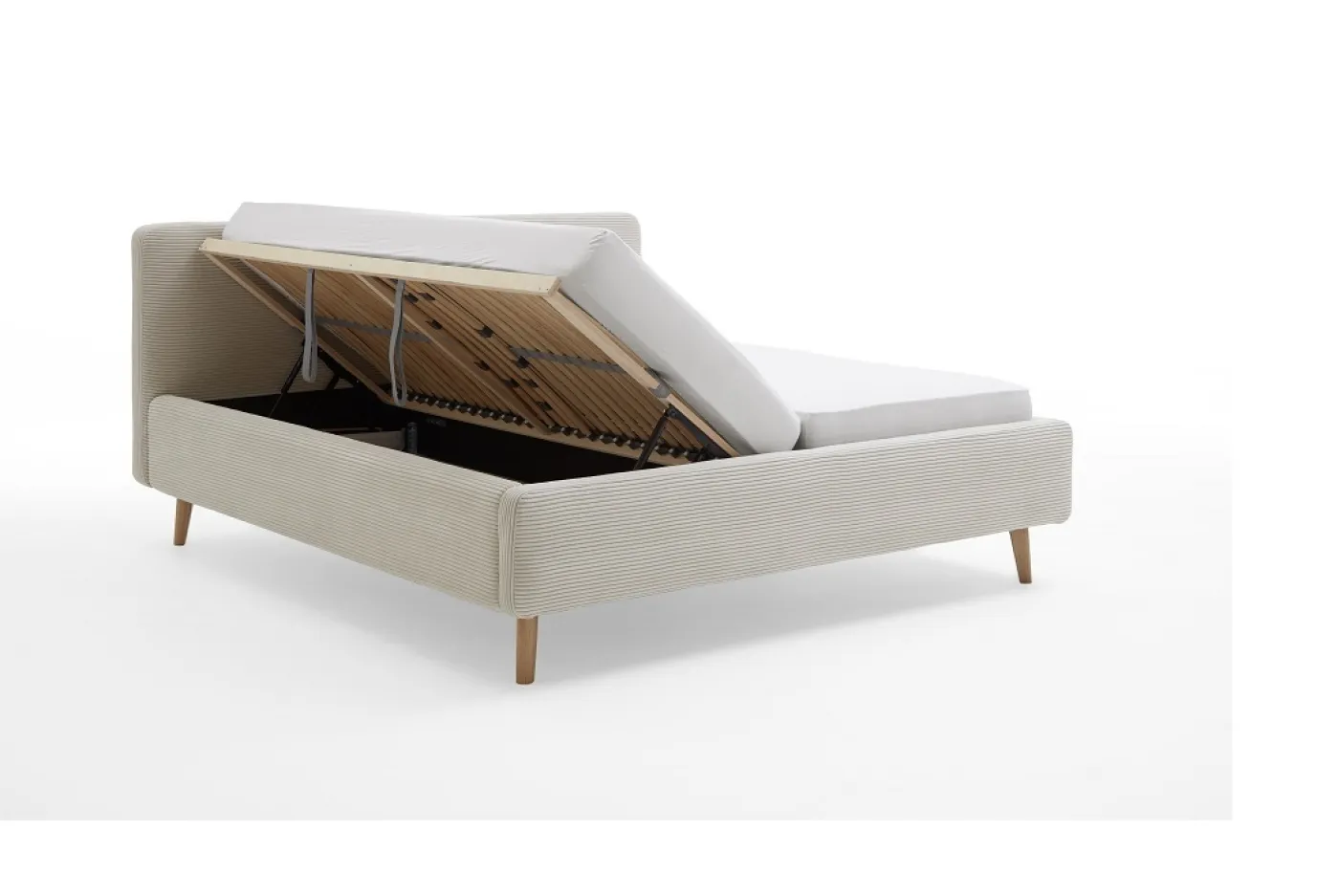 Polsterbett Mattis Cord | beige | 180 x 200 cm | mit Lattenrost & Bettkasten