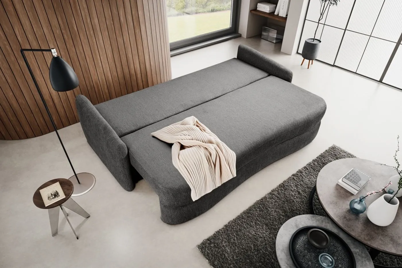 Schlafsofa Diana 3-Sitzer | 231cm | Strukturstoff | grau
